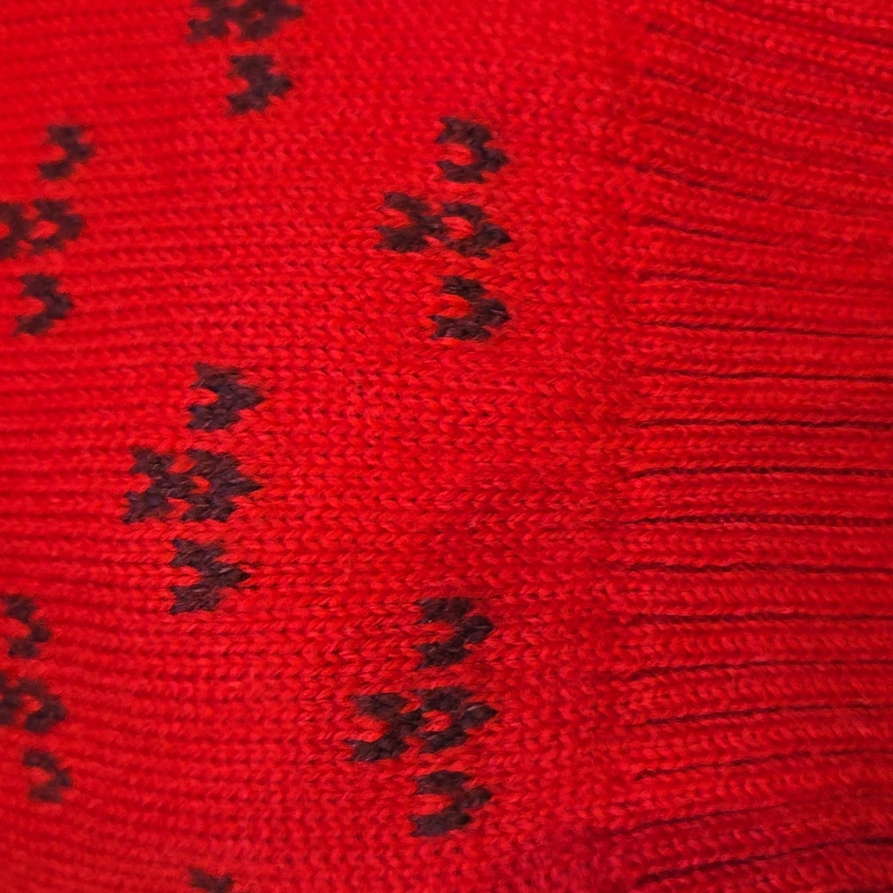 Talbot's Full Zipper Festive Red Nordic Deer Fair Isle Knit Cardigan Sweater - Picture 3 of 9